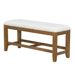 English Elm TOPMAX 76-inch Extendable Trestle Dining Set with 18" Removable Leaf, Upholstered Chairs & Bench Dark Brown SP000048AAD