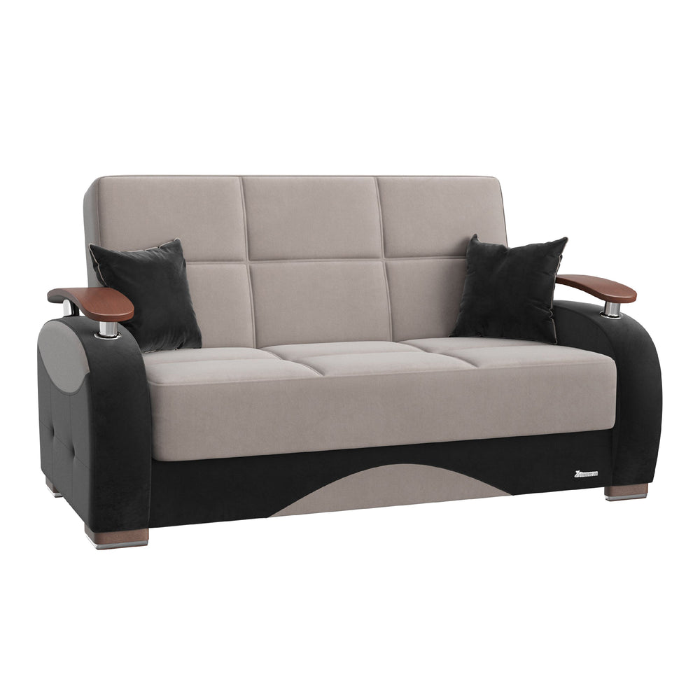 English Elm PrimeNest Upholstered Convertible Loveseat with Storage, Microfiber Sleeper, Compact Design, 600 lb Capacity Gray B030P305114