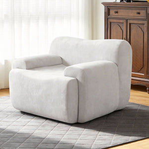 English Elm Wide Chenille Accent Chair Oversized Cozy Seat for Bedroom Living or Studio Spaces Beige W5385P433247
