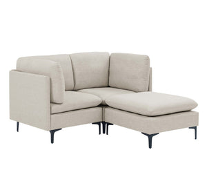 English Elm Linen Upholstered Modular Sectional with Black Metal Legs for Contemporary Living Almond B2748S00093