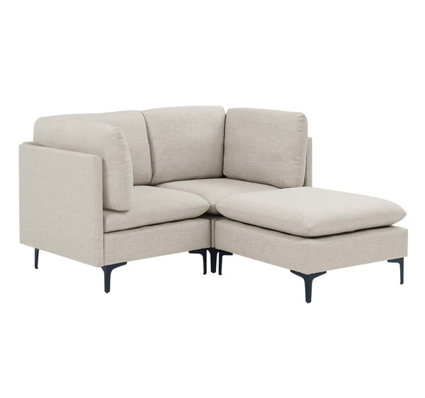 English Elm Linen Upholstered Modular Sectional with Black Metal Legs for Contemporary Living Almond B2748S00093