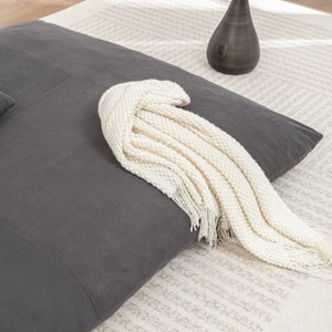 English Elm Floor bean bag chair corduroy lounger with removable washable cover, cozy adult & kid seating for home relaxation Grey W1170P337434