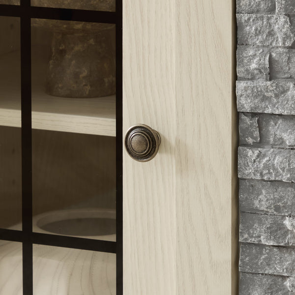 English Elm 58" Modern TV Stand with 18" Electric Fireplace, Faux Stone Mantel, Ample Storage & Cable Management for Living Room Comfort and Style White W2275S00025