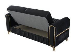 English Elm Melody Modern Velvet Upholstered 2Pc Sofa & Loveseat Set With Sleeper Functionality & Storage B009S01954