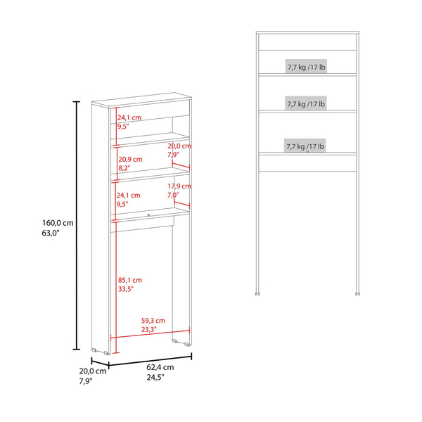 English Elm Bisbee Over-the-Toilet Bathroom Storage Cabinet with 2 Doors, 2 Open Shelves, White, Slim Design B128P287527