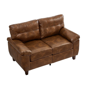 English Elm 59" Club Style Tufted Pu Leather Loveseat with Hidden Storage and Wide Padded Armrests Brown W1097S00245