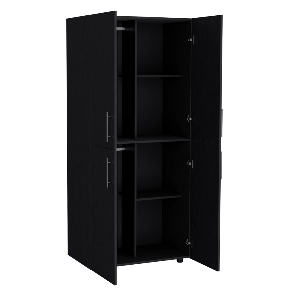 English Elm Armoire Moscow Black Bedroom Closet Cabinet with Dual Rods, Shelves & Durable Engineered Wood Design B092S00262