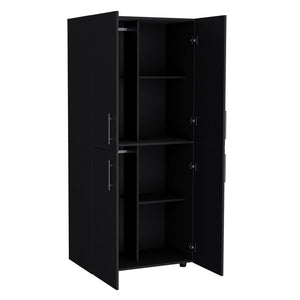 English Elm Armoire Moscow Black Bedroom Closet Cabinet with Dual Rods, Shelves & Durable Engineered Wood Design B092S00262