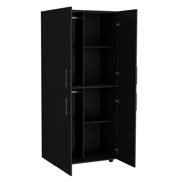 English Elm Armoire Moscow Black Bedroom Closet Cabinet with Dual Rods, Shelves & Durable Engineered Wood Design B092S00262