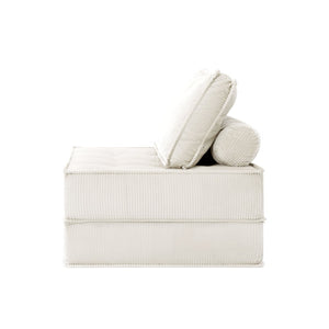 English Elm 33.4 Inch Modular Corduroy Lounge Chair with Spring Cushions for Compact Living Spaces White W3975P455224
