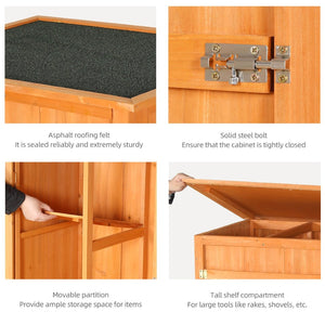 English Elm Outdoor Solid Wood Storage Shed with Lockable Door and Adjustable Shelves for Backyard W3921P409955