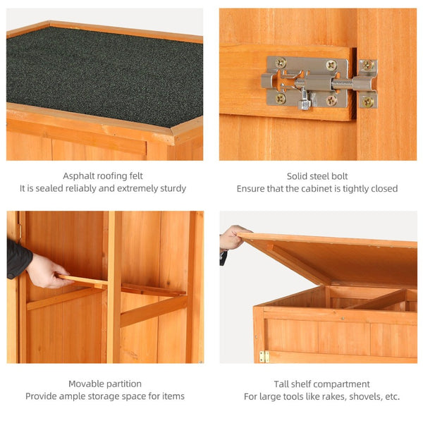 English Elm Outdoor Solid Wood Storage Shed with Lockable Door and Adjustable Shelves for Backyard W3921P409955