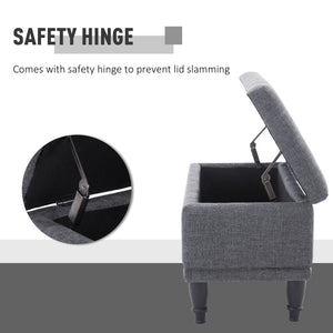 English Elm HOMCOM Linen Storage Ottoman Bench with Lift-Top and Button Tufting, Plush Seat, Durable Wood Frame Grey W2225P217746