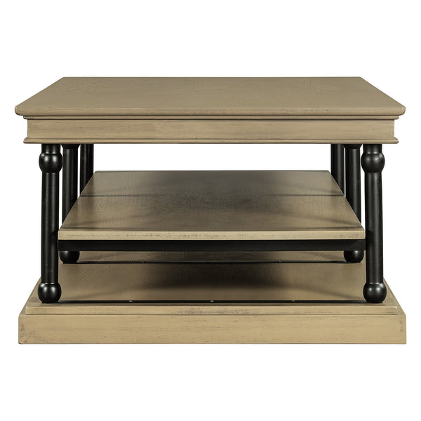 English Elm Christopher Knight Home® - 55.1" Wood Coffee Table with Industrial Black Legs, Two Open Shelves for Storage & Display Modern Elegance Black+Brown N768P292053B
