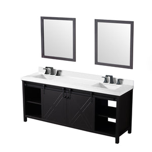 English Elm Brown Double Bath Vanity 80" W x 22" D with Cultured Marble Top, Matte Black Faucets, Dual 30" Mirrors, Scratch-Resistant Surface B2731S01120