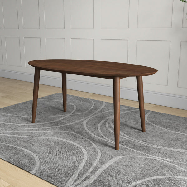 English Elm Ashcroft Furniture - Ada Mid Century Modern Solid Walnut Oval Dining Table, Space-Saving Pedestal Design for Small Homes Brown,Wood B183P231921