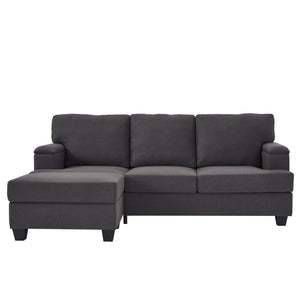 English Elm 86" Linen Sectional Sofa with Storage Ottoman Reversible Chaise for Small Spaces Dark Gray W1669S00038
