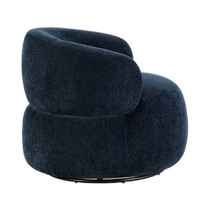 English Elm Modern Barrel Swivel Accent Chair Chenille Upholstery Plush Foam Seat Living Room Blue B011P474248