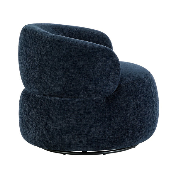 English Elm Modern Barrel Swivel Accent Chair Chenille Upholstery Plush Foam Seat Living Room Blue B011P474248