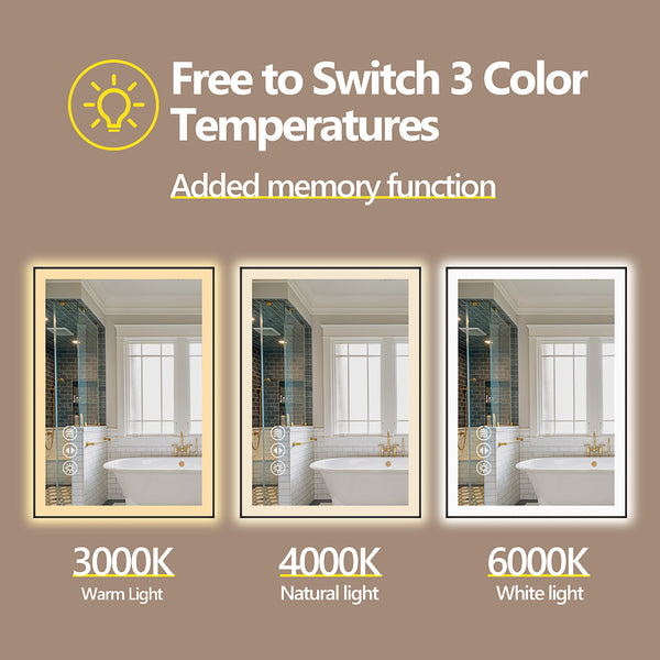 English Elm 48X32 Inch Frameless Led Bathroom Mirror - Smart, Energy Efficient, Dimmable With Anti-Fog Feature T3757P346992