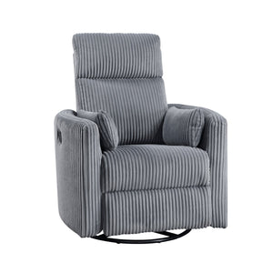 English Elm Gray Corduroy Swivel Glider Recliner Chair - Plush Upholstery, 360° Swivel, Smooth Recline, 34"x36" B011P383304