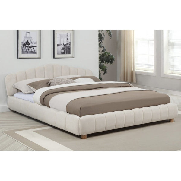 English Elm Velvet Queen Platform Bed Low Profile Modern Frame Plush Upholstered Bedroom B011S02267