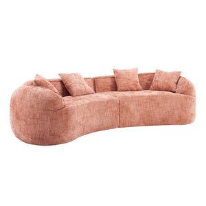 English Elm Pink Curved Compressed Sofa — Nordic Soft Foam & Spring Seating, Easy Setup, Stylish Centerpiece W3612S00010