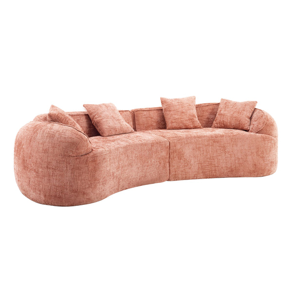 English Elm Pink Curved Compressed Sofa — Nordic Soft Foam & Spring Seating, Easy Setup, Stylish Centerpiece W3612S00010