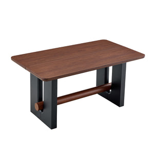 English Elm All-mdf Walnut Top Dining Table Seats Four with Matte Black Base for Small Spaces W3875S00025