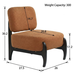 English Elm 26" Boucle Lounge Chair Solid Wood Frame Woven Texture Minimalist Seat for Any Room Orange N767P408732G