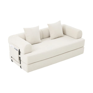 English Elm UNITED modular foldable sofa with metal frame, corduroy upholstery, side pocket & quick assembly convenience Beige W1568P374080