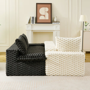 English Elm Luxury Color-Block Turtle Velvet Sofa - Modular Design For Stylish Living Spaces, Comfort For All! W3371S00045