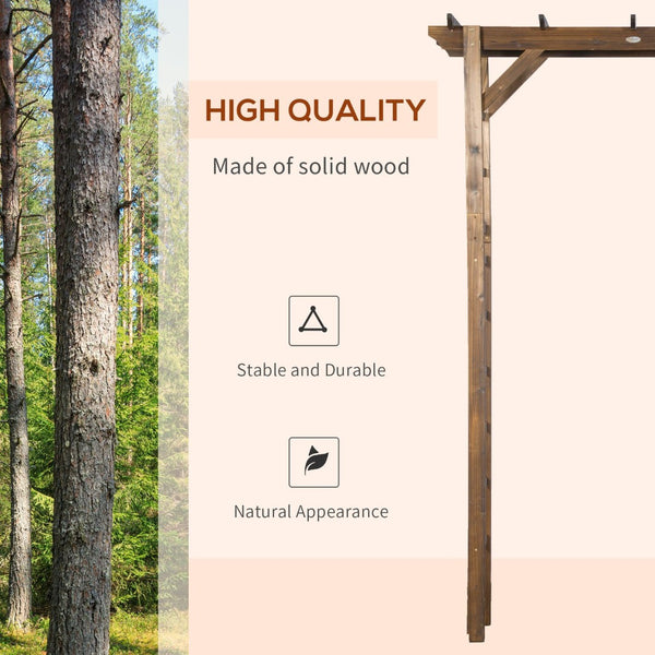 English Elm Outsunny Carbonized Fir Wood Garden Arbor Arch with Lattice Roof for Climbing Vines W2225P174431