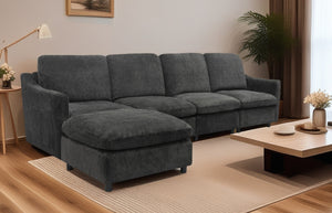 English Elm Modern Oversized Deep Seat Sectional Sofa with Reversible Chaise, Plush Loop Yarn, Memory Foam Comfort W1183S00012