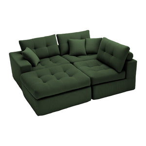 English Elm Corduroy L-shaped Sectional Sleeper Sofa No Assembly Needed for Apartments Army Green,Dark Green W5532S00031