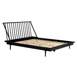 Modern Wood Queen Spindle Bed Black BQSPINBL Walker Edison