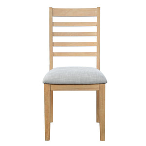 English Elm 2-piece Farmhouse Ladder Back Dining Chair Set Rubberwood Frame Upholstered Seat Kitchen Natural+Beige N752P436723N
