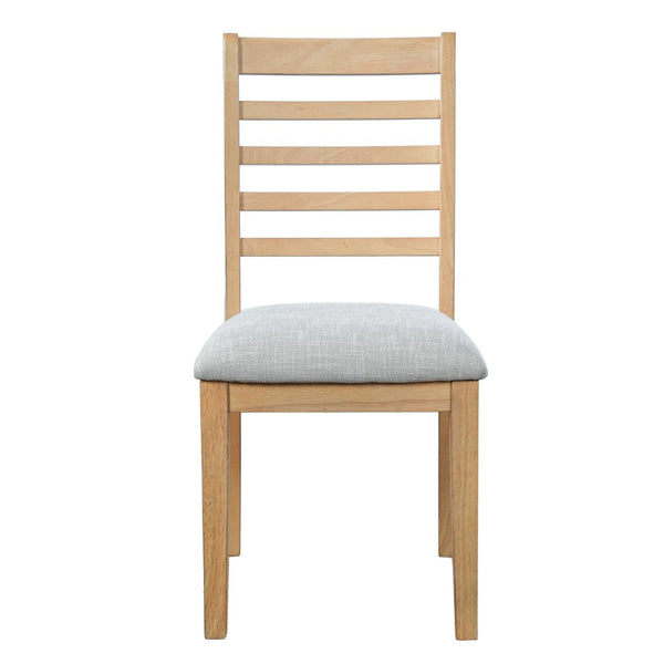 English Elm 2-piece Farmhouse Ladder Back Dining Chair Set Rubberwood Frame Upholstered Seat Kitchen Natural+Beige N752P436724N