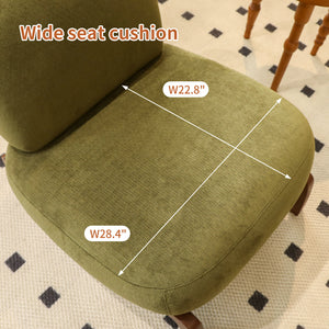 English Elm Cute Velvet Accent Chair with Solid Wood Legs, Armless Cozy Reading Seat for Living Room Comfort Green W2105P379653