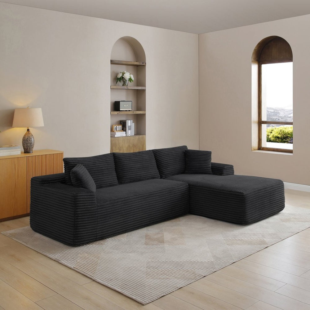 English Elm 105'' Modular Cloud Sectional Corduroy L-shape Couch Deep Seat Living Room Lounge W1117S00328