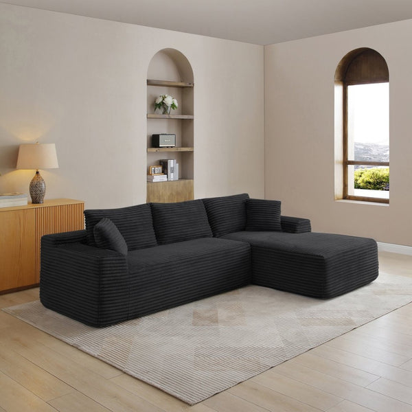 English Elm 105'' Modular Cloud Sectional with Deep Seat Corduroy Upholstery for Living Room W1117P377683