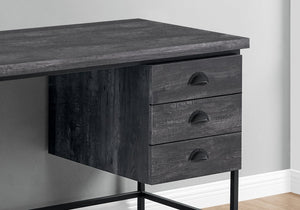 English Elm Computer 55" Black Laminate Desk with 3 Storage Drawers, Retro Cup Pulls, Sturdy Metal Base, Modern Design B2710P219795
