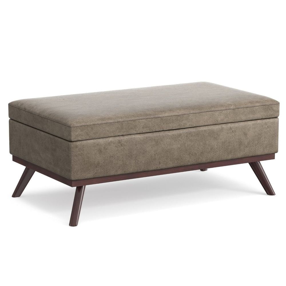 English Elm Owen Lift Top Storage Ottoman Vegan Leather Mid Century Modern Living Room B136P439028