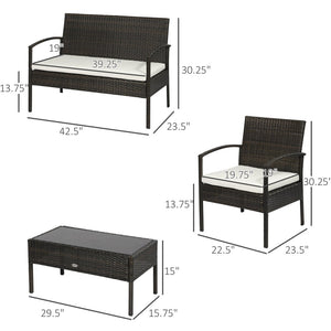 English Elm Loveseat Outdoor 4 Piece Pe Wicker Conversation Set with Tempered Glass Table T3971P385797