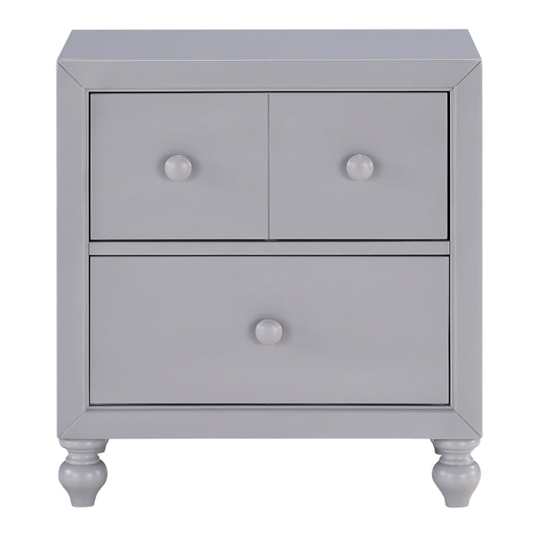 English Elm Transitional Gray Nightstand with Turned Feet & Wood Knobs, 2 Drawers Farmhouse Modern Bedroom B011P294629