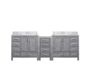 English Elm Distressed Grey Double Bath Vanity 92" W x 22" D with Carrara Marble Top, Solid Wood, Soft-Close Drawers B2731S00638