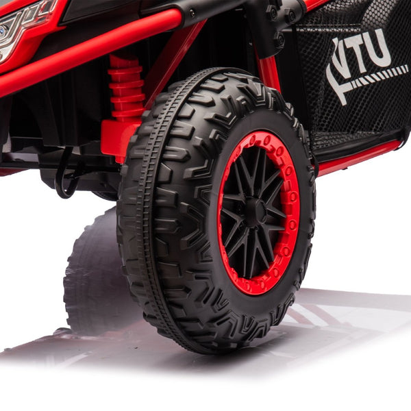 English Elm 24v Two Seater Kids Utv with Parental Remote Dual Motors Four Wheel Suspension Led Red W1578P198433