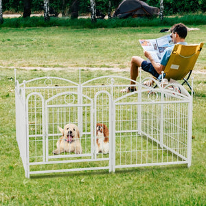 English Elm Dog Playpen 8 Panel Heavy Duty Iron Pet Enclosure Foldable Indoor Outdoor Exercise Pen W368P233997