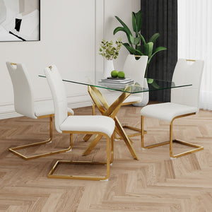 English Elm Modern Faux Leather Dining Side Chairs with Chrome Legs Ergonomic Set of 2 W210127292