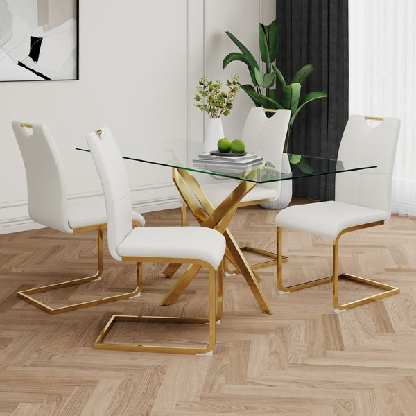 English Elm Modern Faux Leather Dining Side Chairs with Chrome Legs Ergonomic Set of 2 W210127292